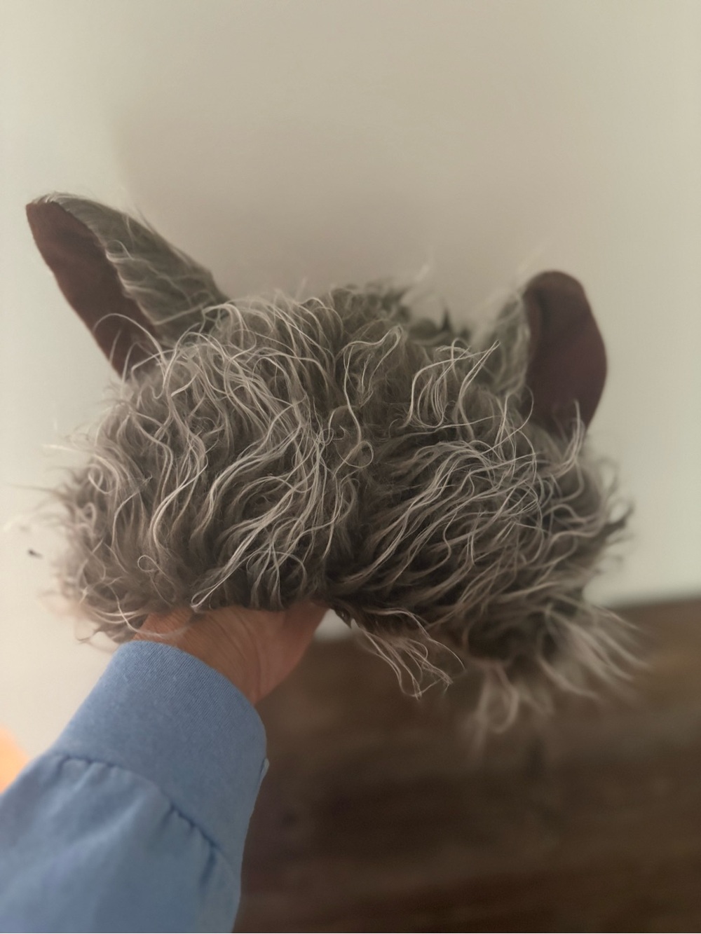 Kids Furry Gray Werewolf Costume Hat with Ear Detail